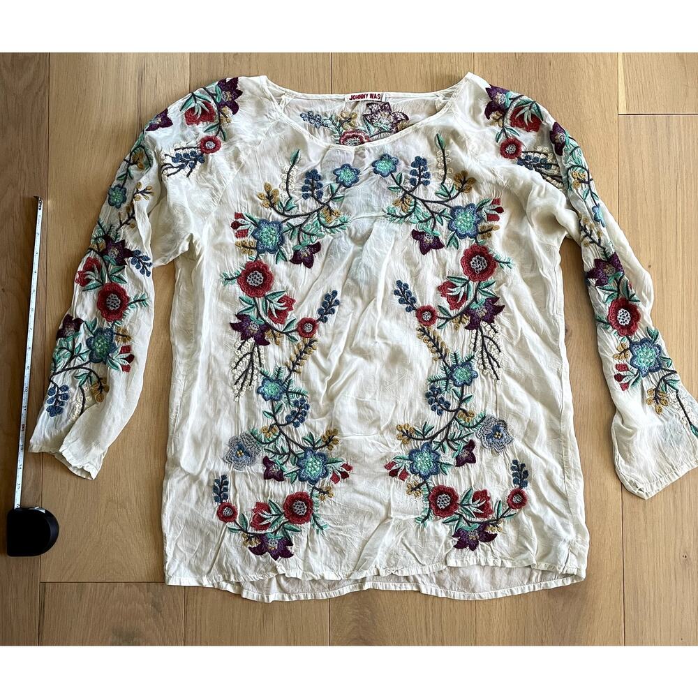 Johnny Was Kikimu Embroidered Crinkle Tunic - Size Medium